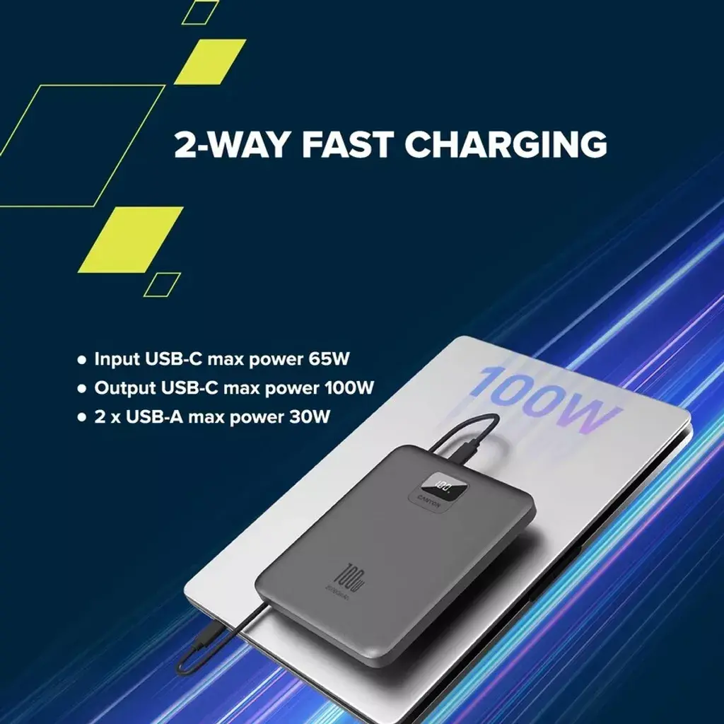 Powerbank Canyon PB-2008 20000mAh PD 100W Szary