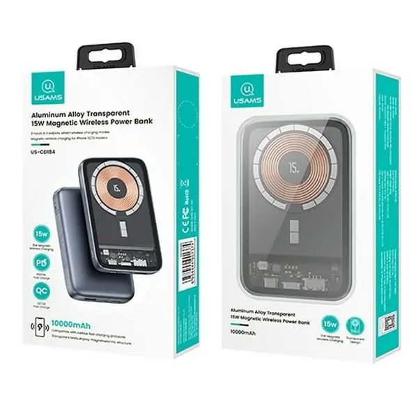 Powerbank USAMS PB67 10000mAh 22,5W Magsafe 15W Szary