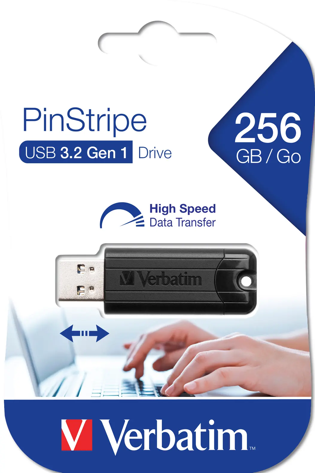 PenDrive Verbatim PinStripe 256GB USB 3.2 Gen 1 Czarny