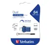 PenDrive Verbatim Dual 64GB USB 3.2 Typ C / USB 3.2 Czarno-niebieski