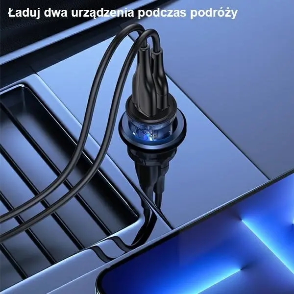Ładowarka samochodowa USAMS 3A 2xUSB-A Fast Charge Niebieski