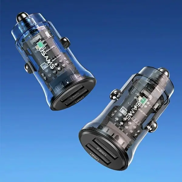 Ładowarka samochodowa USAMS 3A 2xUSB-A Fast Charge Niebieski
