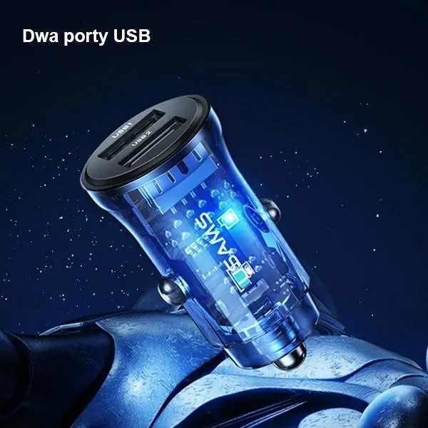 Ładowarka samochodowa USAMS 3A 2xUSB-A Fast Charge Niebieski
