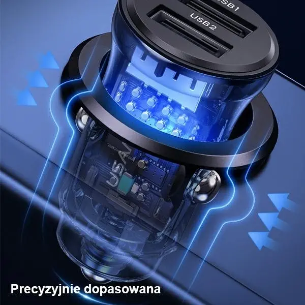 Ładowarka samochodowa USAMS 3A 2xUSB-A Fast Charge Niebieski