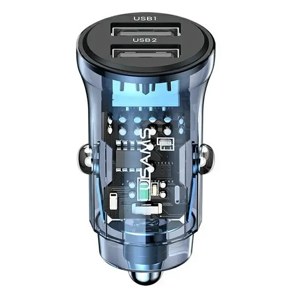 Ładowarka samochodowa USAMS 3A 2xUSB-A Fast Charge Niebieski