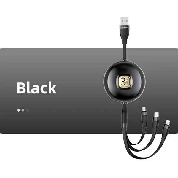 Kabel USAMS 3w1 USB do lightning/microUSB/USB-C 1m Czarny