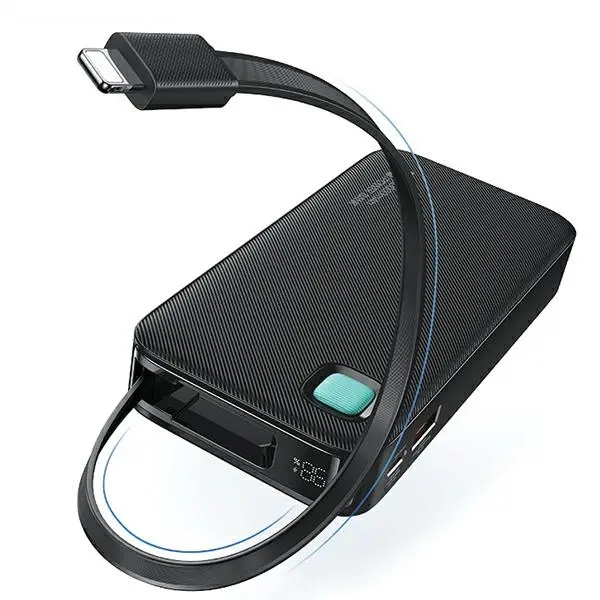 Powerbank USAMS US-CD225 Ze zwijanym kablem Lightning Retractable 10000mAh PD 20W Fast Charge XY Series Fioletowy