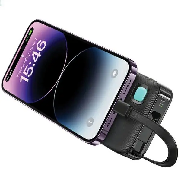 Powerbank USAMS US-CD225 Ze zwijanym kablem Lightning Retractable 10000mAh PD 20W Fast Charge XY Series Fioletowy