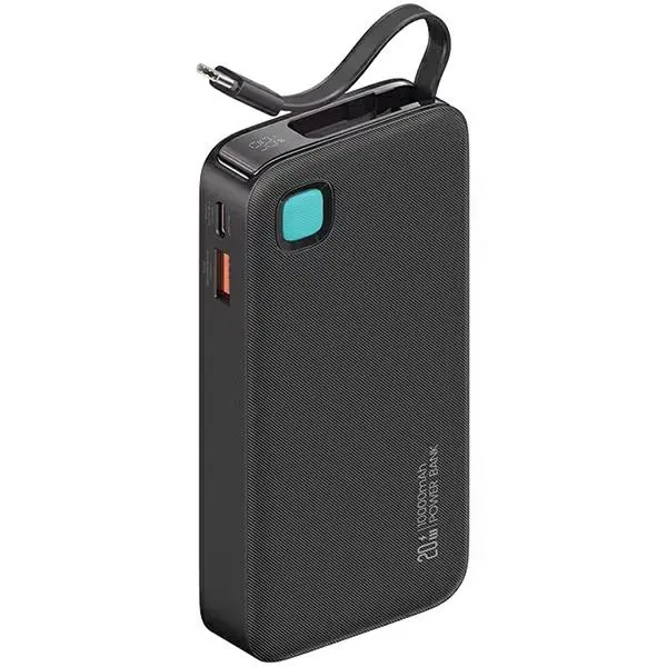 Powerbank USAMS US-CD224 10000mAh PD 20W Fast Charge Ze zwijanym kablem USB-C Retractable Czarny