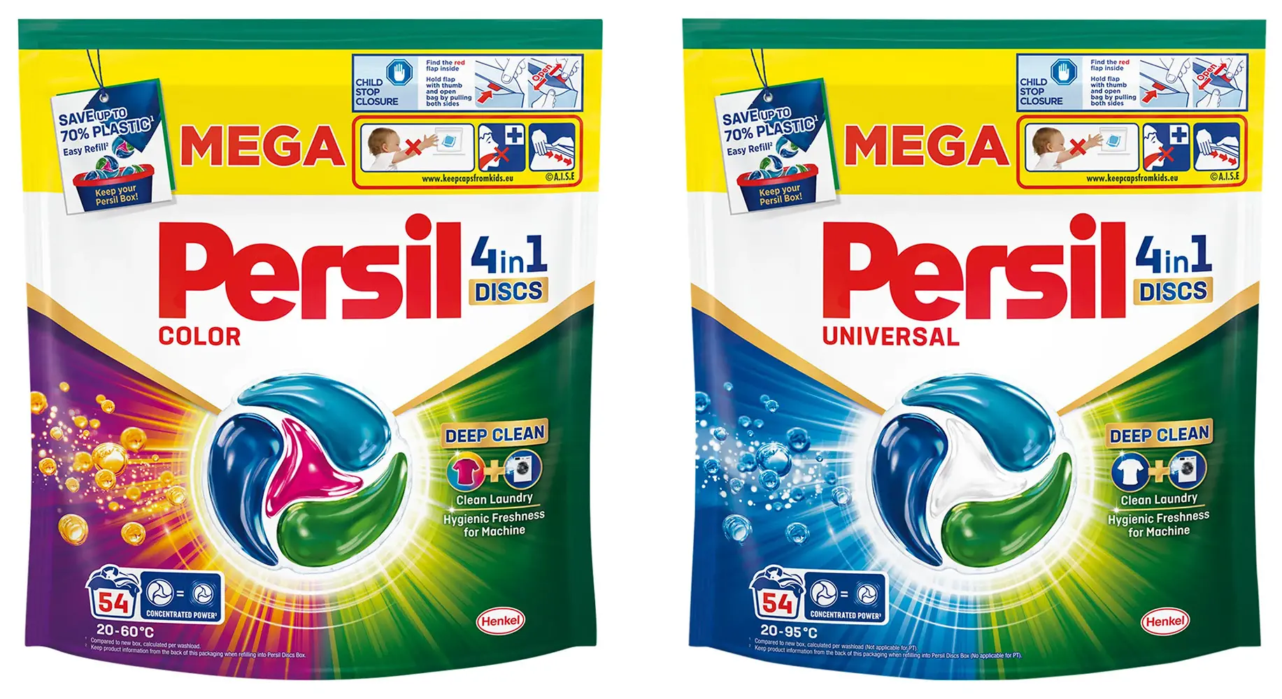 Kapsułki do prania Persil zestaw Discs Universal + Color 2x54szt.
