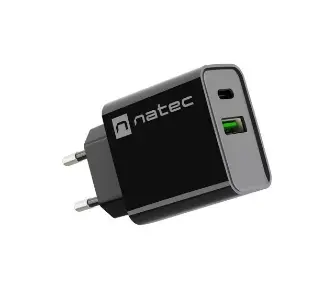 Ładowarka sieciowa Natec Ribera 1x USB-A + 1x USB-C 20W Czarny