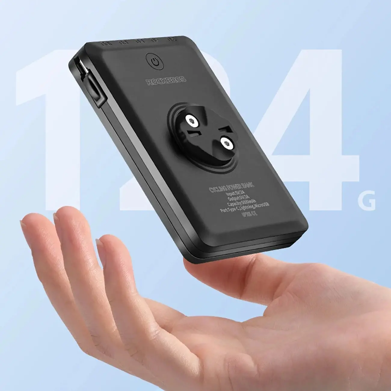 Lampka rowerowa przednia RockBros JP008 Powerbankiem 5000mAh adapterem Garmin