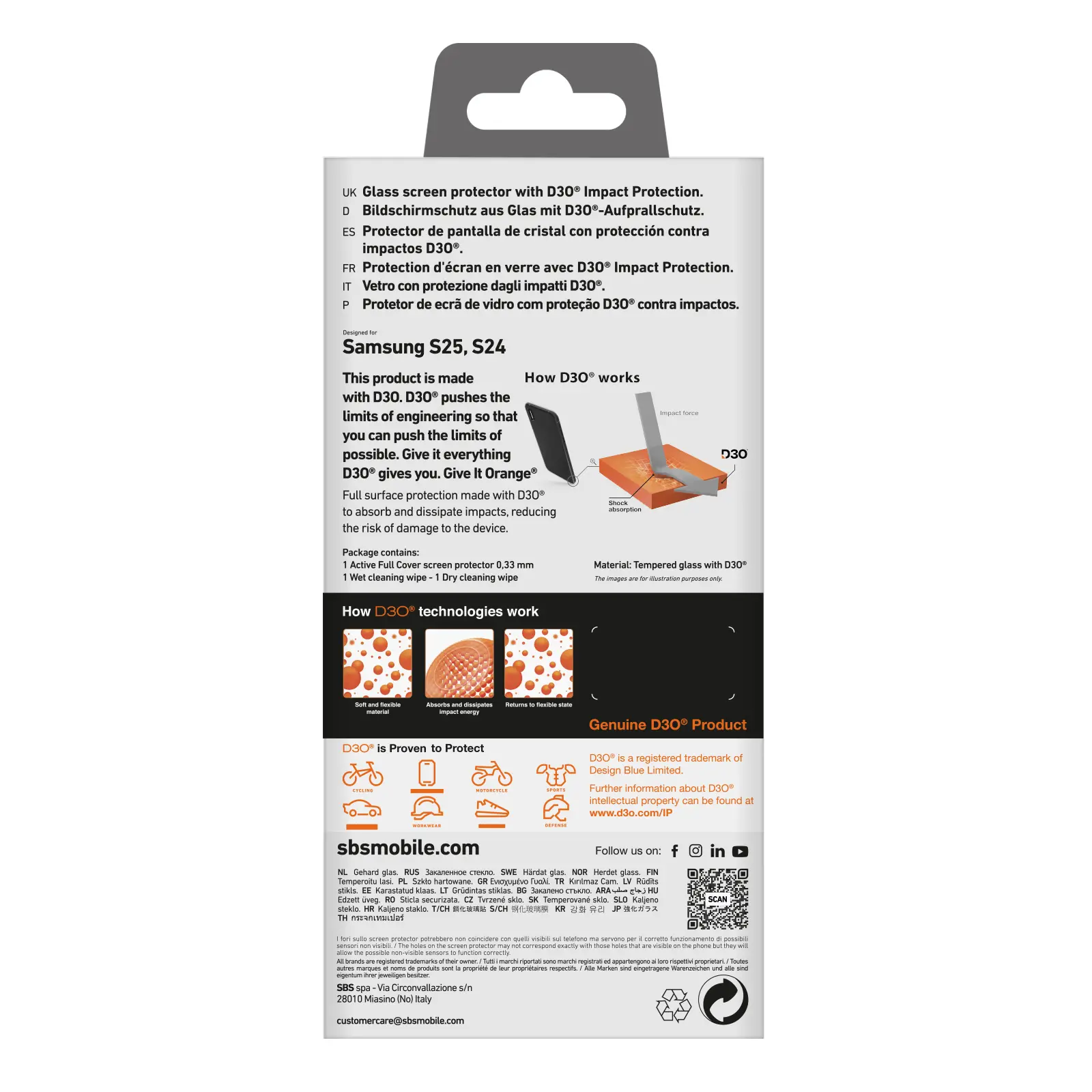 Szkło hartowane SBS D3O do Galaxy S25 Plus/S24 Plus