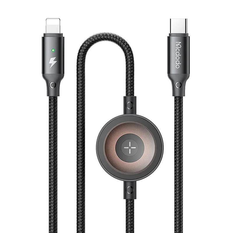 Kabel Mcdodo 2w1 CA-5680 USB-C do Lightning + ładowarka Apple Watch 36W 1,5m Czarny