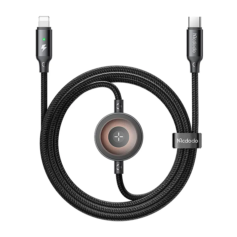 Kabel Mcdodo 2w1 CA-5680 USB-C do Lightning + ładowarka Apple Watch 36W 1,5m Czarny