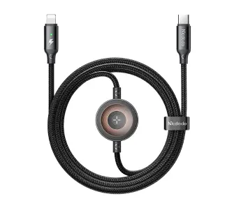 Kabel Mcdodo 2w1 CA-5680 USB-C do Lightning + ładowarka Apple Watch 36W 1,5m Czarny