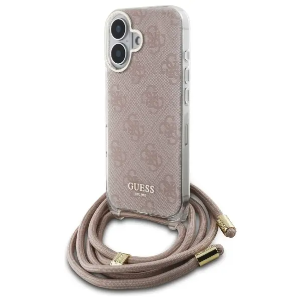 Etui Guess Crossbody Cord 4G Print do iPhone 16 Różowy