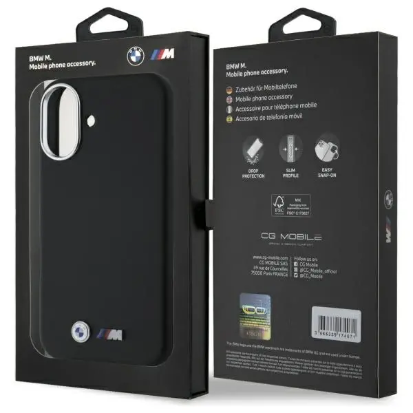 Etui BMW M Smooth Full Wrapped Metal do iPhone 16 Czarny