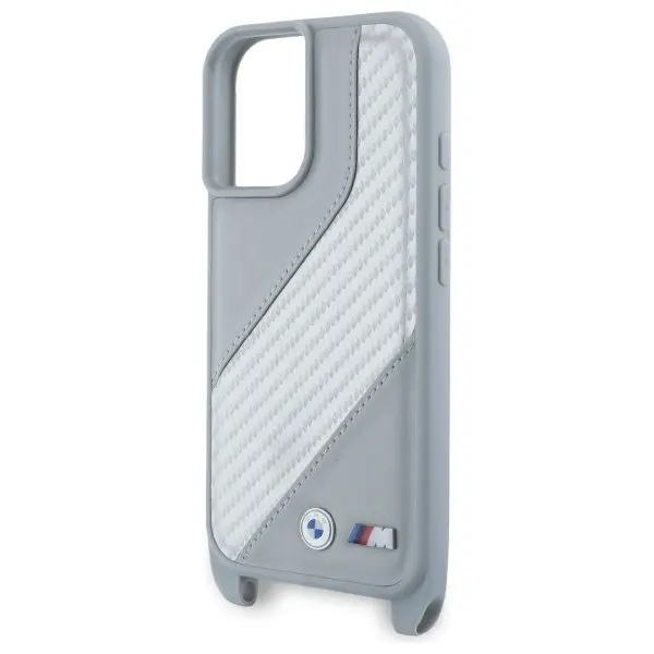 Etui BMW M Edition Carbon Stripe & Strap do iPhone 16 Szary
