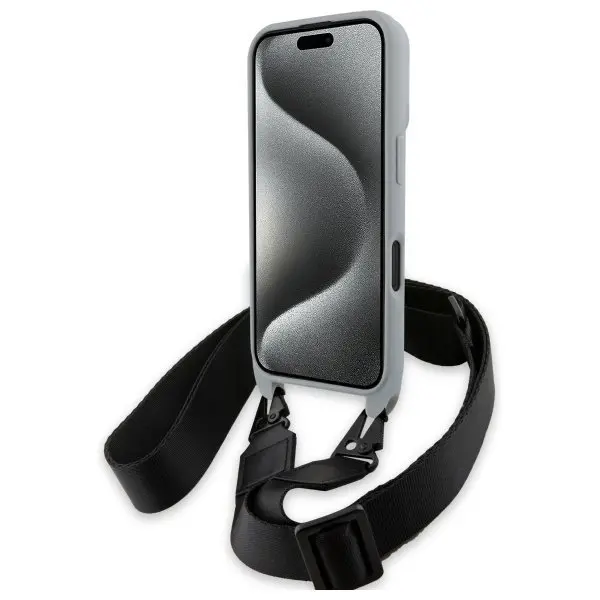 Etui BMW M Edition Carbon Stripe & Strap do iPhone 16 Szary