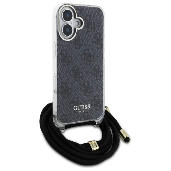 Etui Guess Crossbody Cord 4G Print do iPhone 16 Czarny
