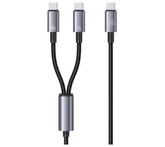 Kabel USAMS 2w1 2xUSB-C 72W 1,2m Czarny