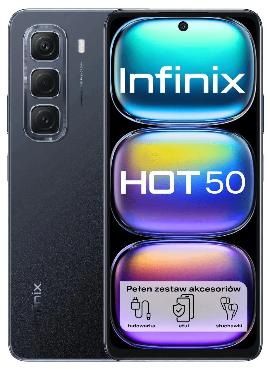 Smartfon Infinix Hot 50 8/128GB Funkcje AI 6,78" 120Hz 50Mpix Czarny
