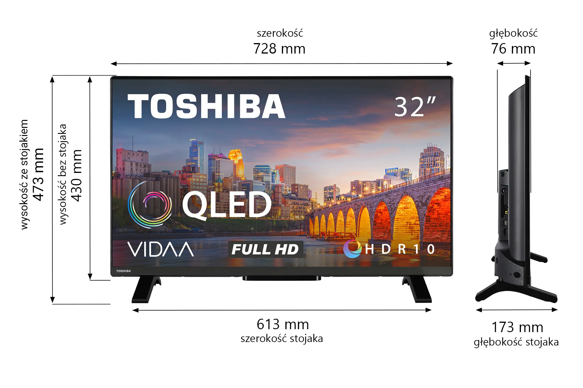 Telewizor Toshiba 32QV2F63DG 32" QLED Full HD Smart TV DVB-T2