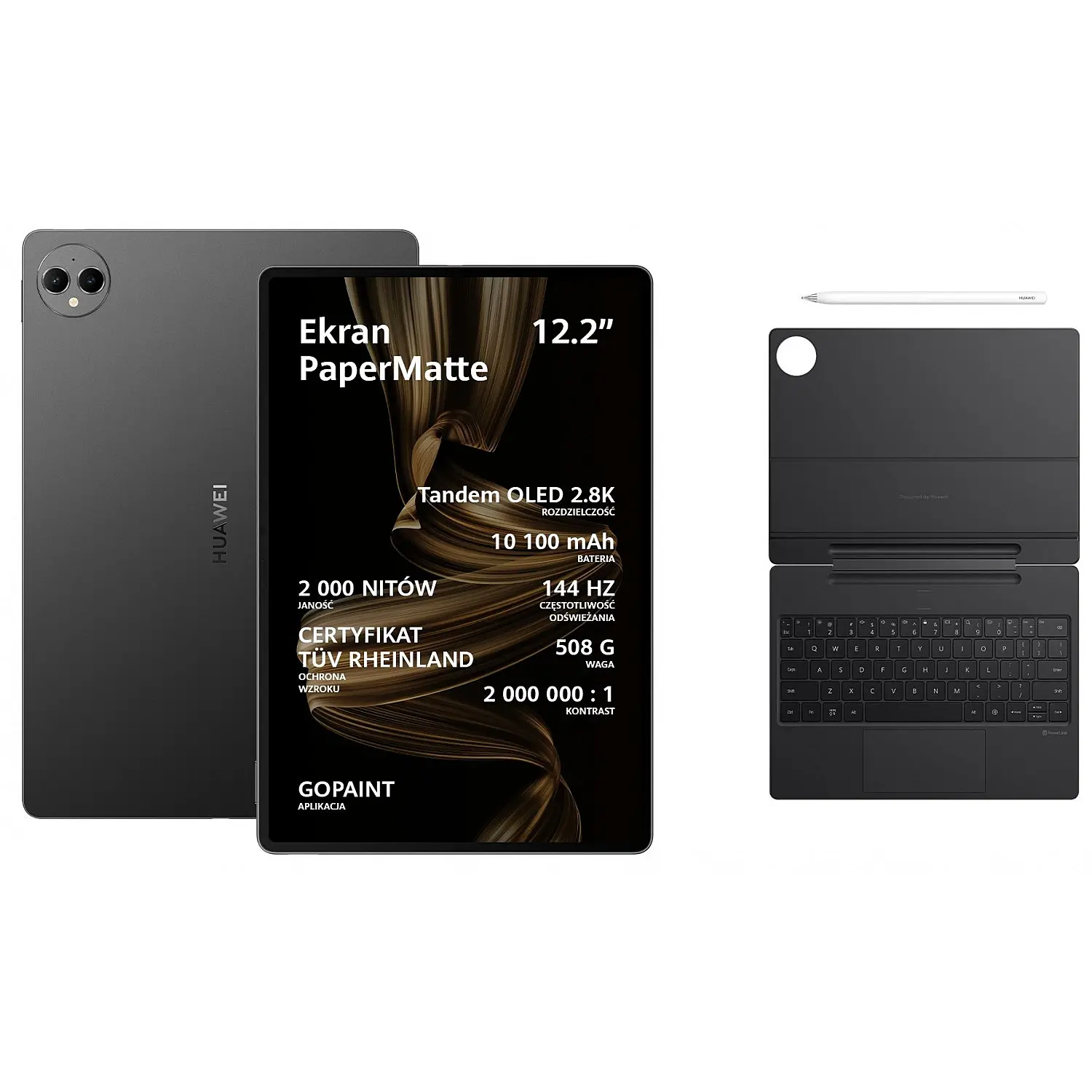 Tablet Huawei MatePad Pro 12.2'' 12/512GB Czarny + Rysik + Klawiatura