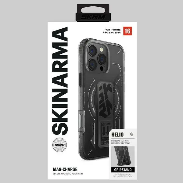 Etui Skinarma Helio Magnetic Charging + Grip Stand do iPhone 16 Pro Max Czarny