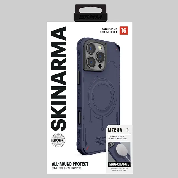 Etui Skinarma Mecha Magnetic Charging do iPhone 16 Pro Max Granatowy