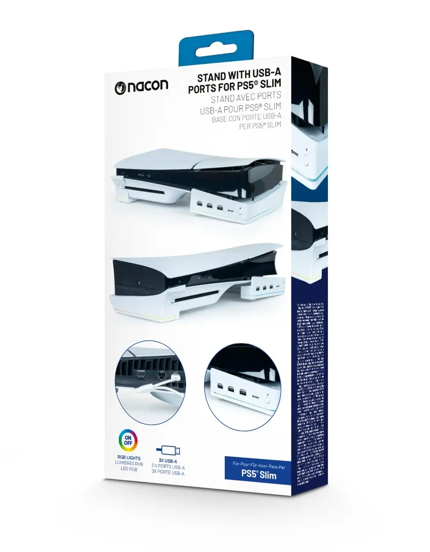 Podstawka Nacon na konsolę PS5 Slim z RGB i HUB USB