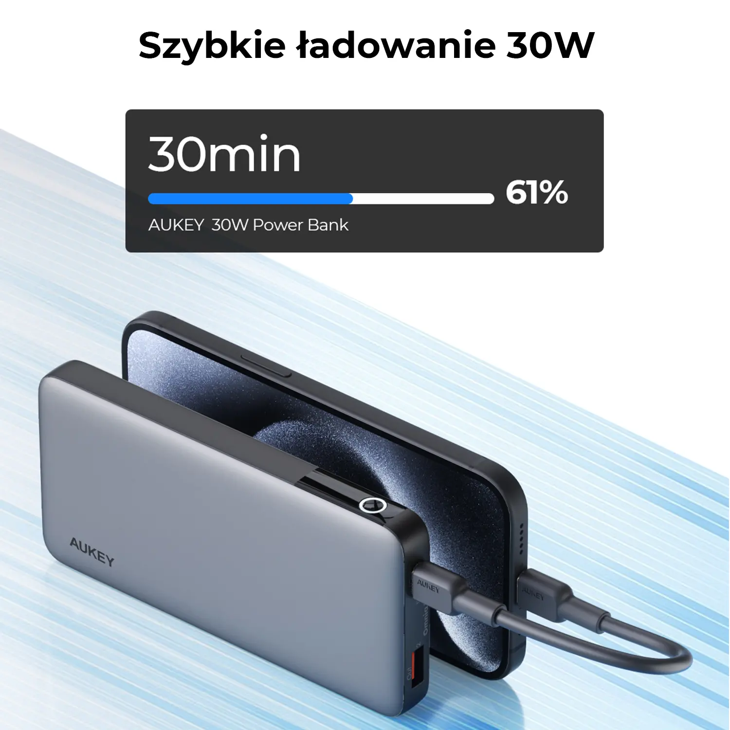Powerbank Aukey PB-Y41 10000mAh 30W Szary