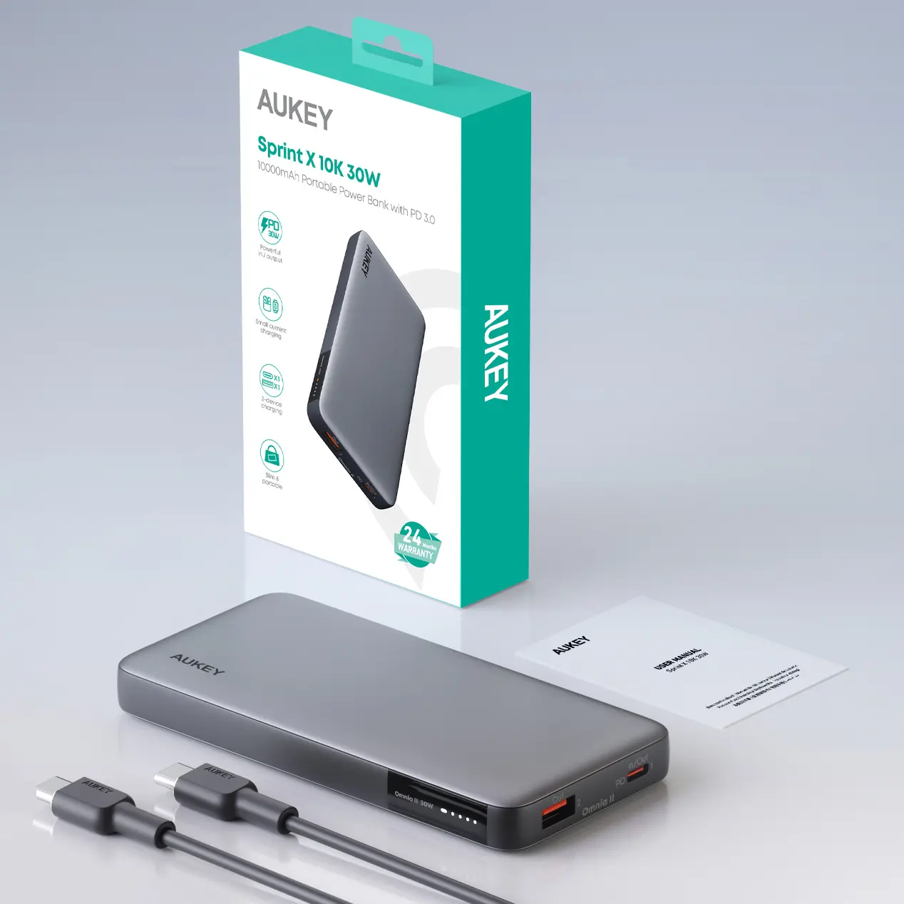 Powerbank Aukey PB-Y41 10000mAh 30W Szary