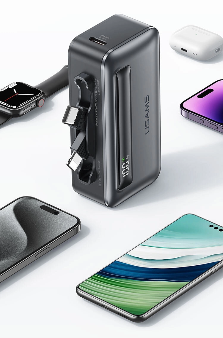 Powerbank USAMS US-CD233 (4K5CD23301) 4500mAh 20W PD Fast Charge XB Series Ciemnoszary