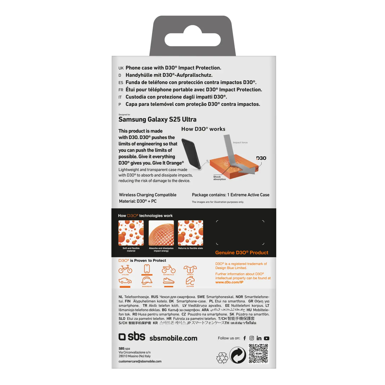 Etui SBS D3O do Galaxy S25 Ultra Przezroczysty
