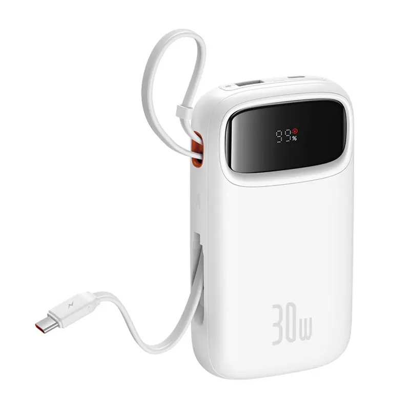 Powerbank Baseus P10055009213-00 QPow 2 z kablem USB-C 20000mAh 30W Biały