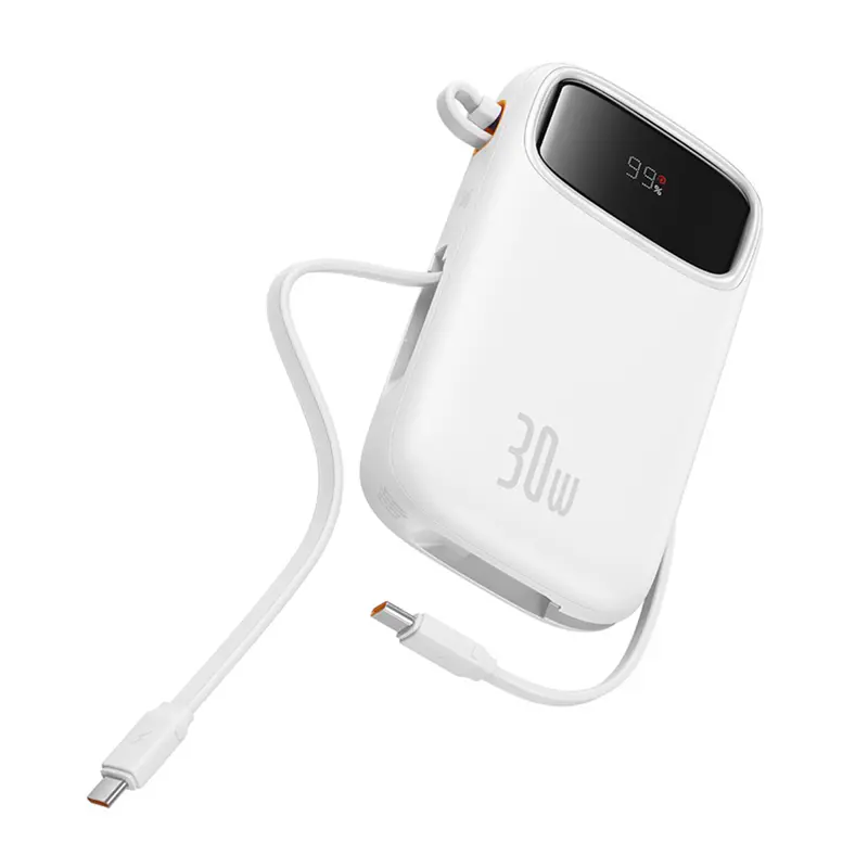 Powerbank Baseus P10055009213-00 QPow 2 z kablem USB-C 20000mAh 30W Biały