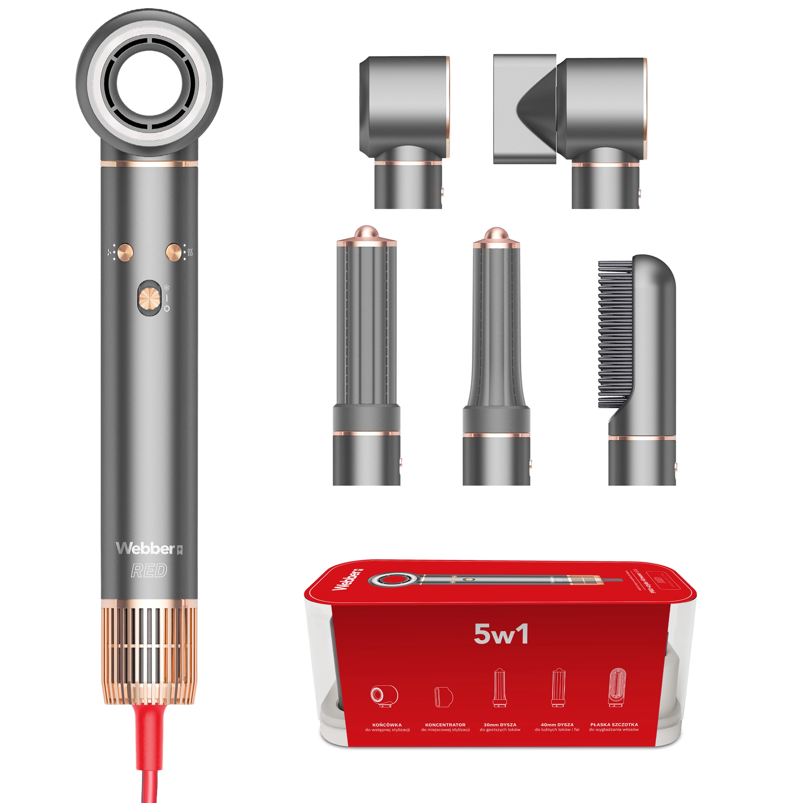 Suszarka do włosów Webber Prostyler HD4 Airwave Jonizacja Zimny nawiew 1300W 3 prędkości 3 temperatury