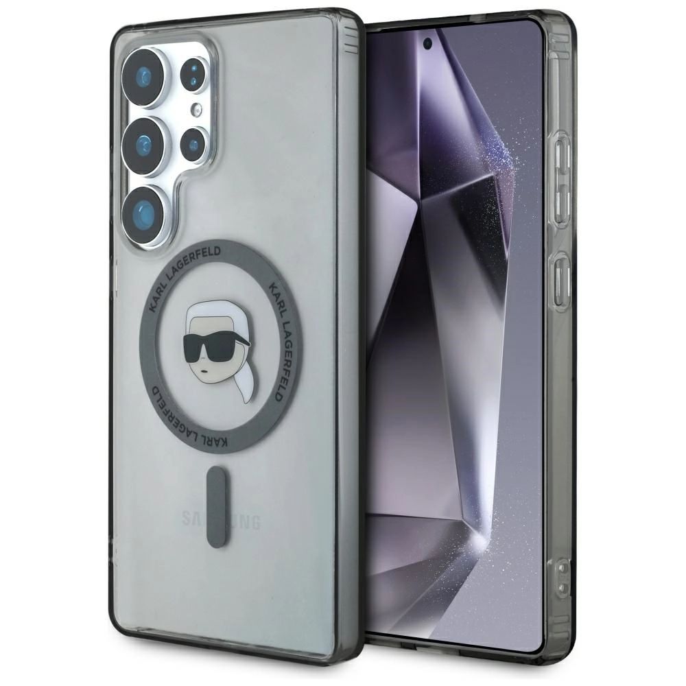 Etui Karl Lagerfeld Button Karl Head Printed Logo MagSafe do Galaxy S25 Ultra Czarny