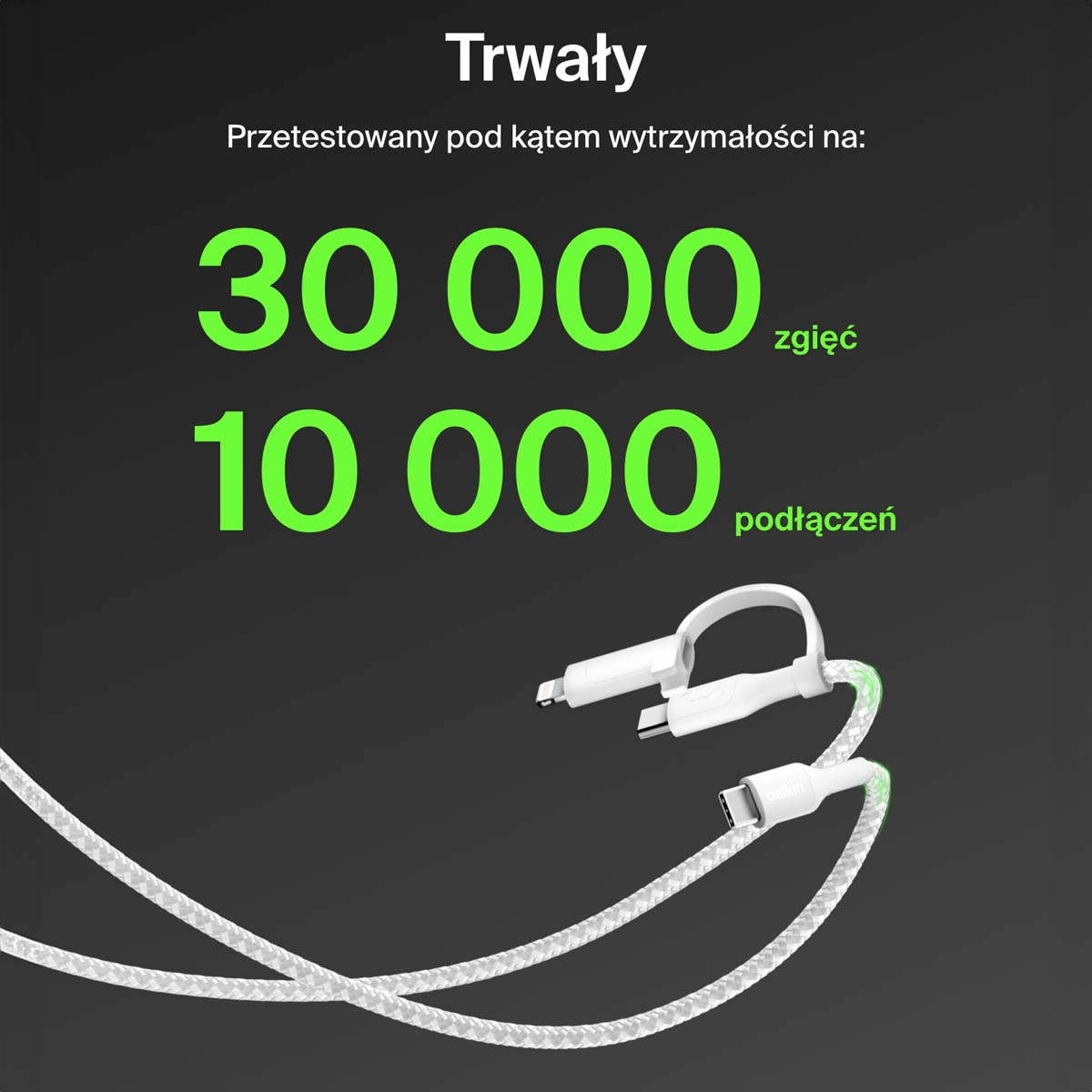 Kabel Belkin 2w1 USB-C do Lightning 60W 1,5m Biały