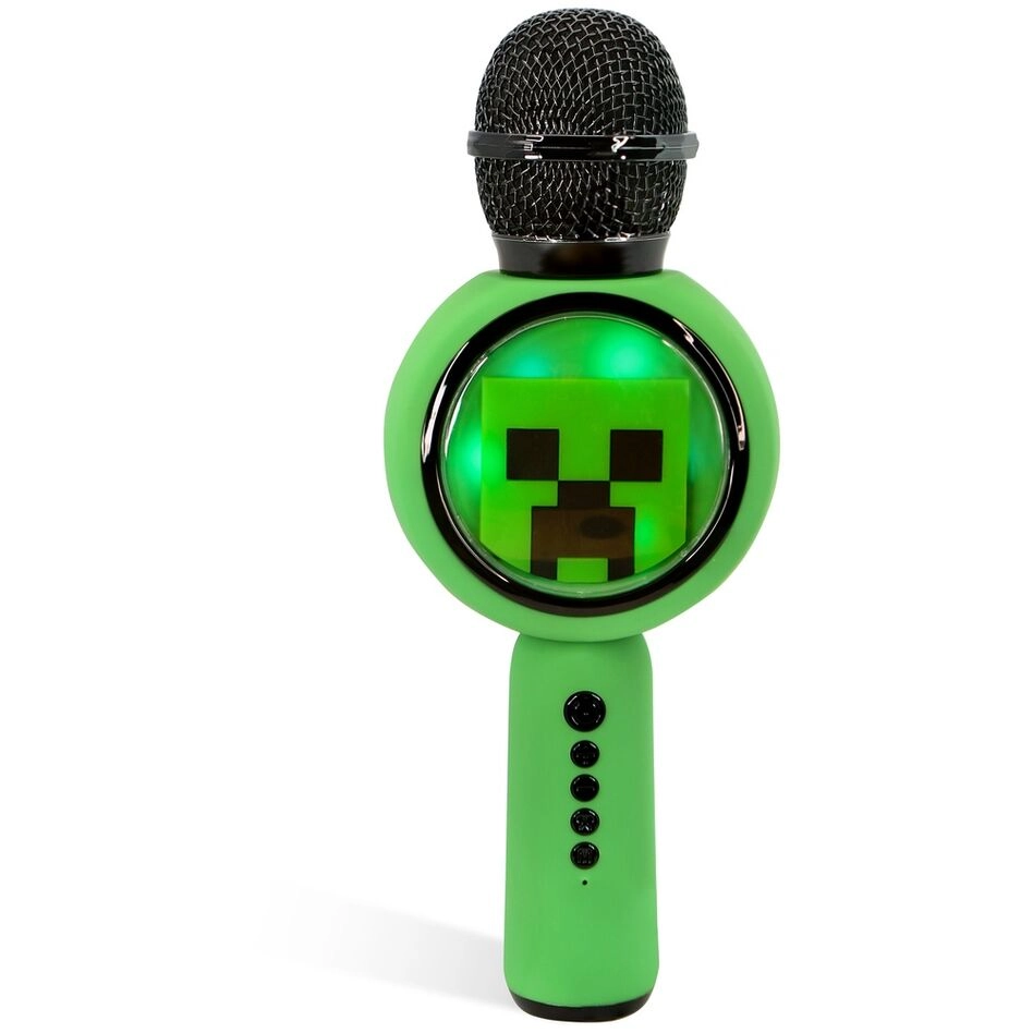 Mikrofon z głośnikiem Bluetooth OTL Technologies Minecraft Creeper PopSing LED Light Up Wireless Karaoke 5W Zielony