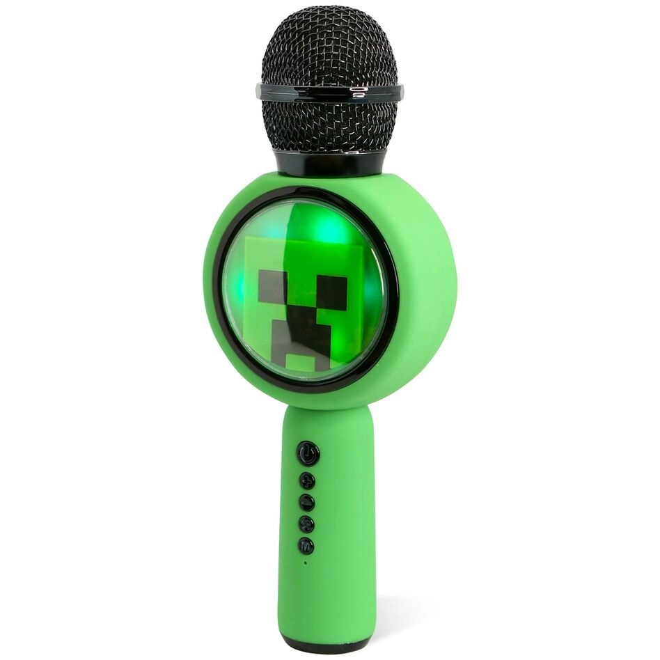 Mikrofon z głośnikiem Bluetooth OTL Technologies Minecraft Creeper PopSing LED Light Up Wireless Karaoke 5W Zielony