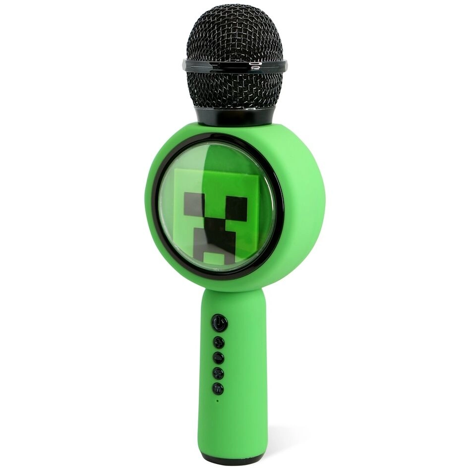 Mikrofon z głośnikiem Bluetooth OTL Technologies Minecraft Creeper PopSing LED Light Up Wireless Karaoke 5W Zielony