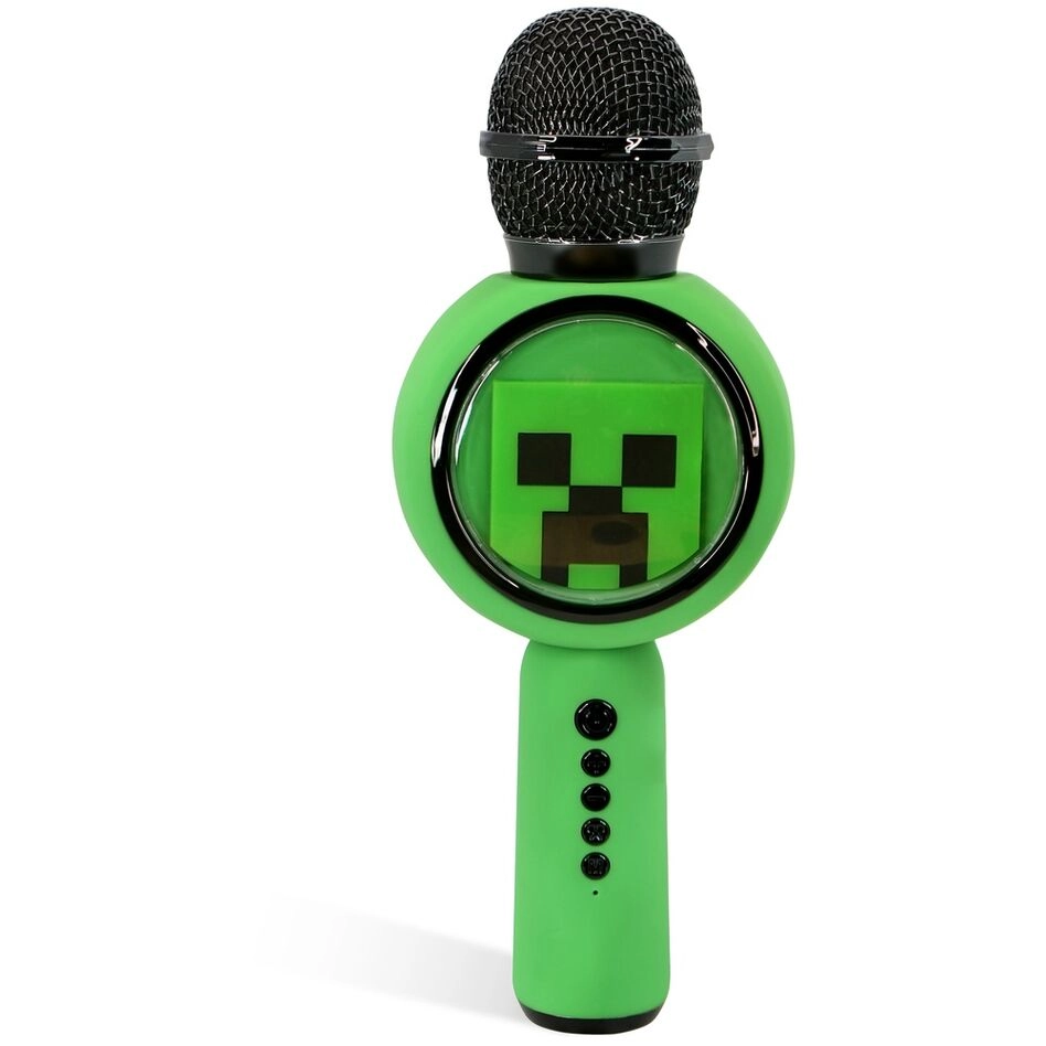 Mikrofon z głośnikiem Bluetooth OTL Technologies Minecraft Creeper PopSing LED Light Up Wireless Karaoke 5W Zielony