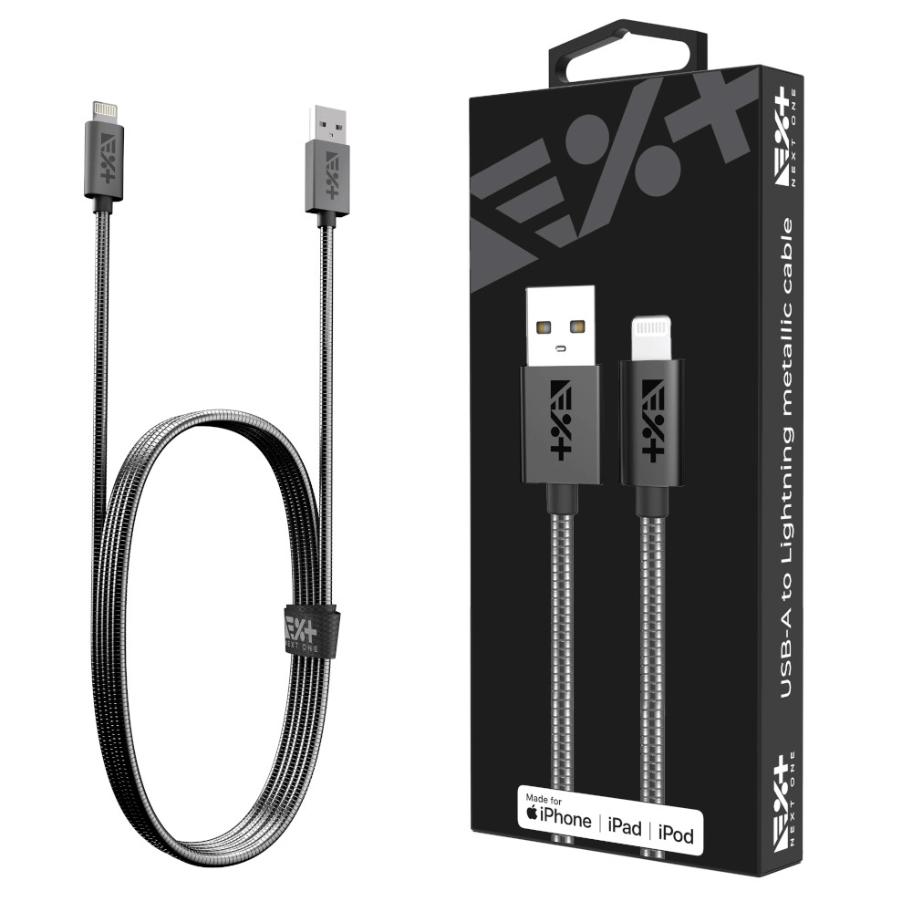 Kabel NEXT ONE USB-A do Lightning Metallic MFI 1m Szary