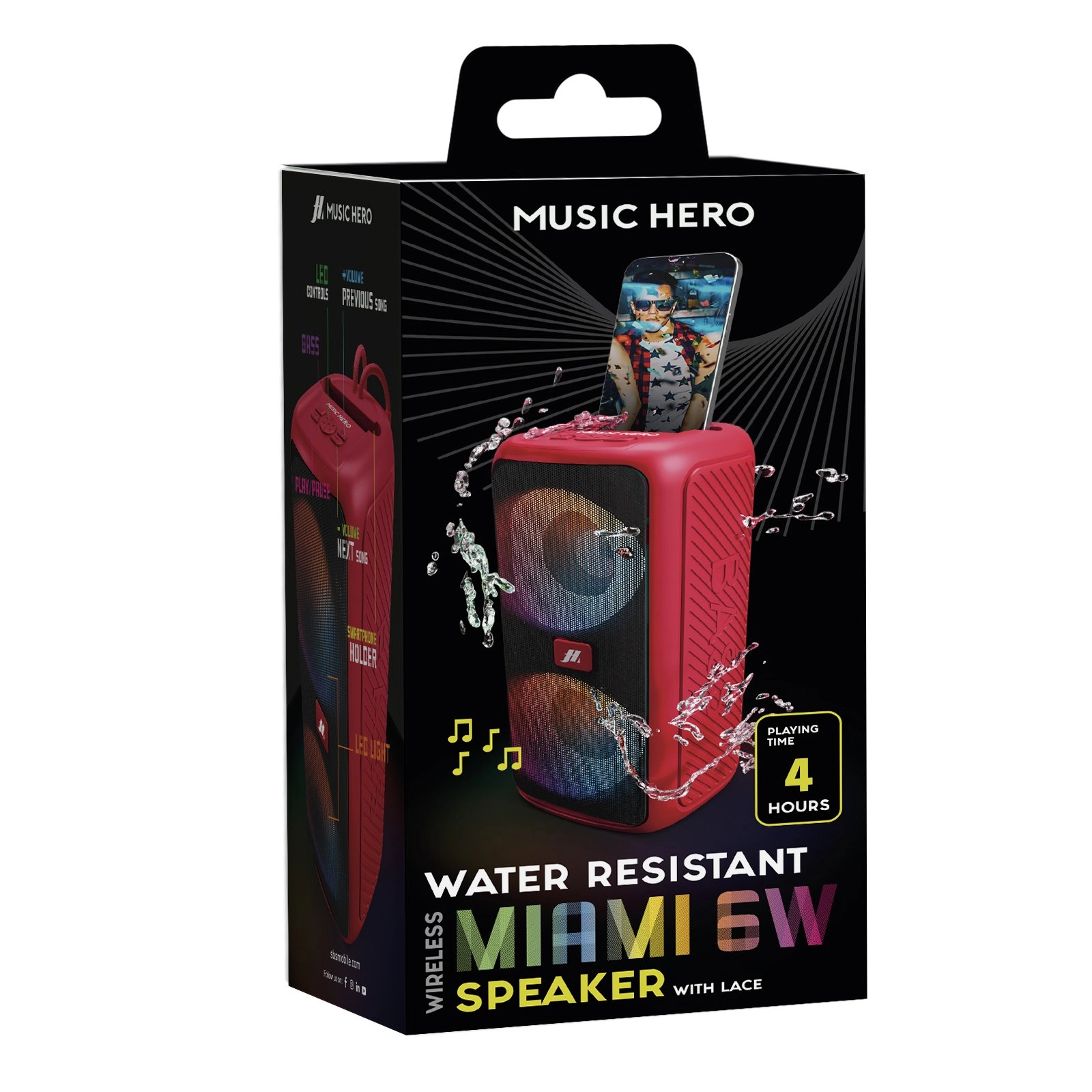 Głośnik Bluetooth Music Hero MIAMI 6W Różowy