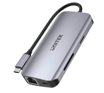 Hub USB Unitek D1122A01 5Gbps 2x HDMI 4K czytnik kart RJ-45 PD 100W Szary