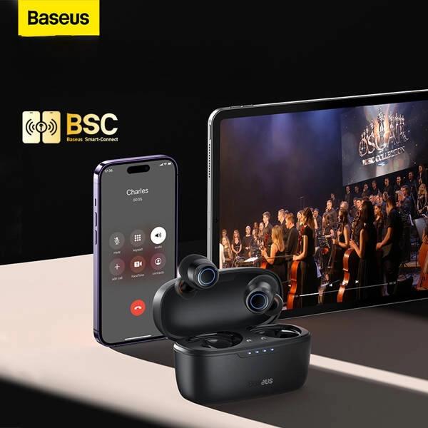 Słuchawki bezprzewodowe Baseus Bowie MA10 Dokanałowe Bluetooth 5.3 Czarny
