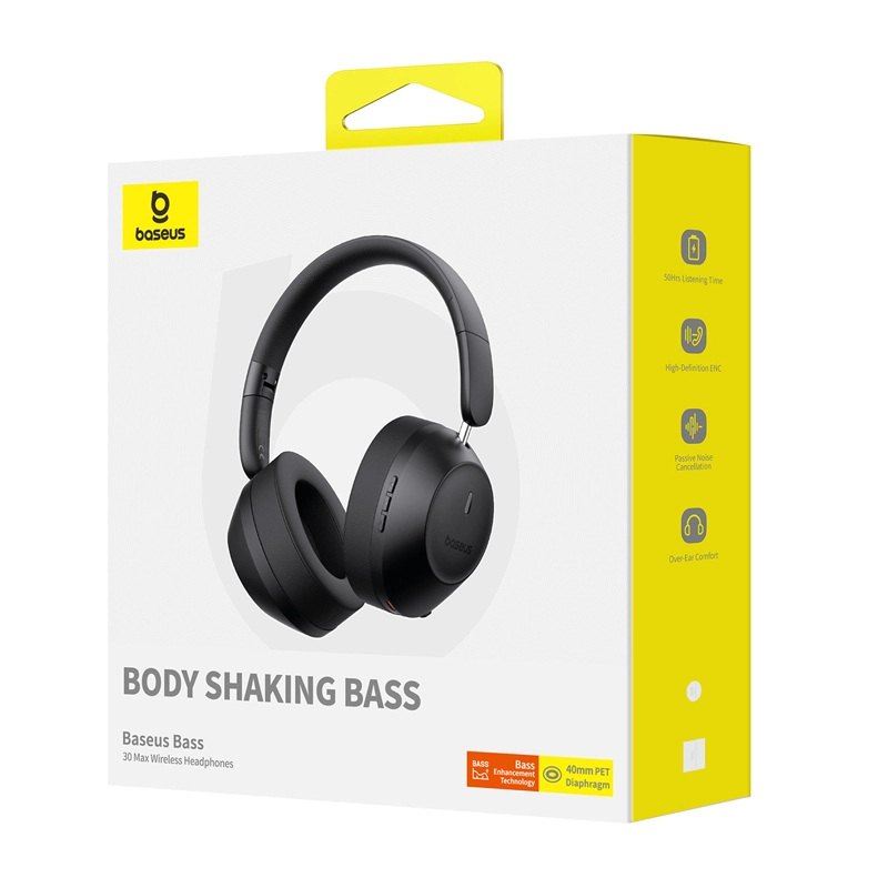 Słuchawki bezprzewodowe Baseus Bass 30 Max Nauszne Bluetooth 5.3 Czarny